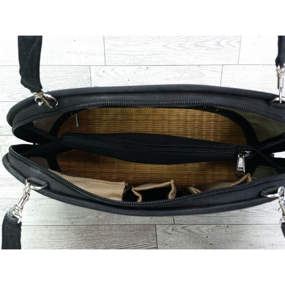 Baskets of Cambodia Crossbody Handbag Women Oval Straw Black Organizer Bag - Picture 11 of 12